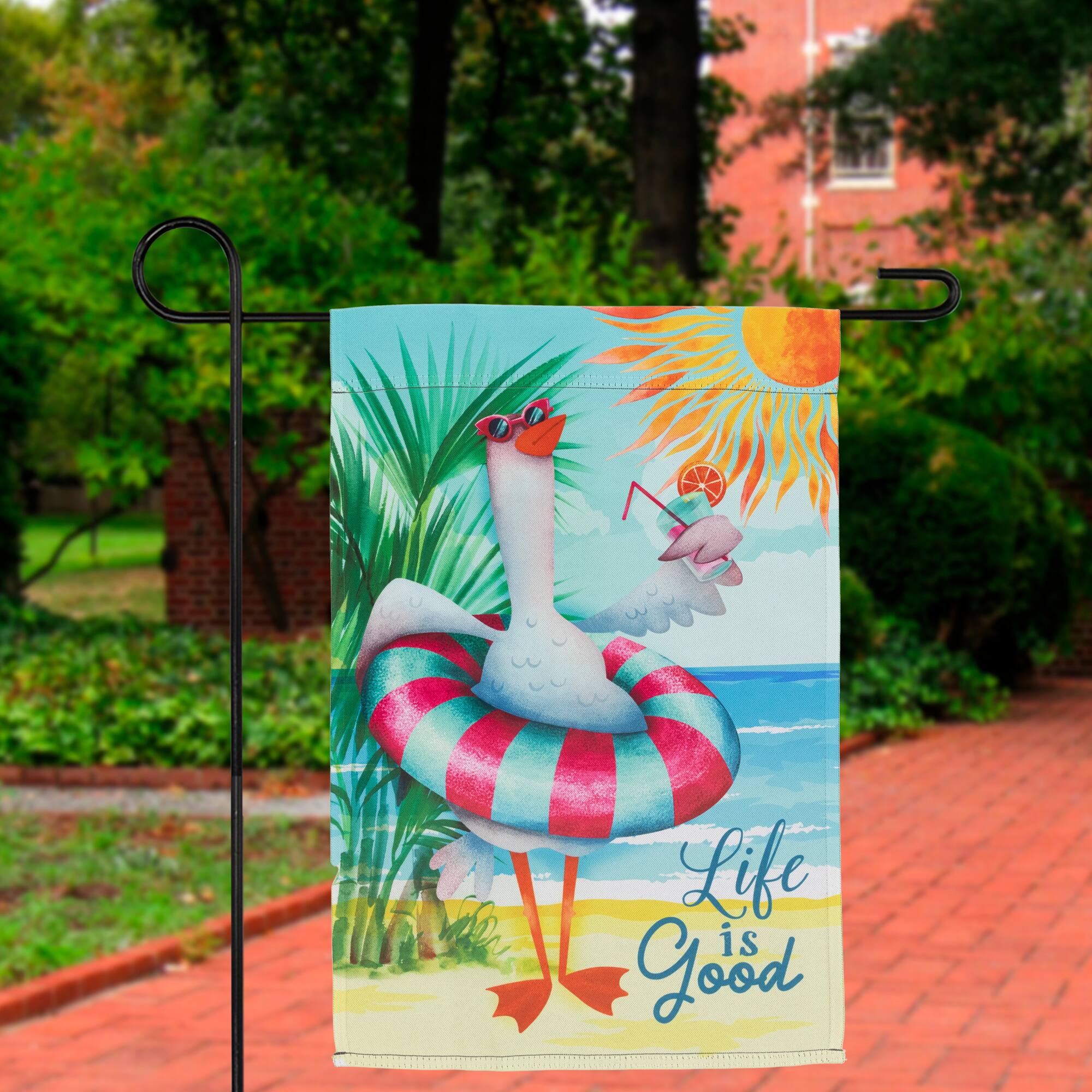 18" Beach Duck Life Is Good Garden Flag
